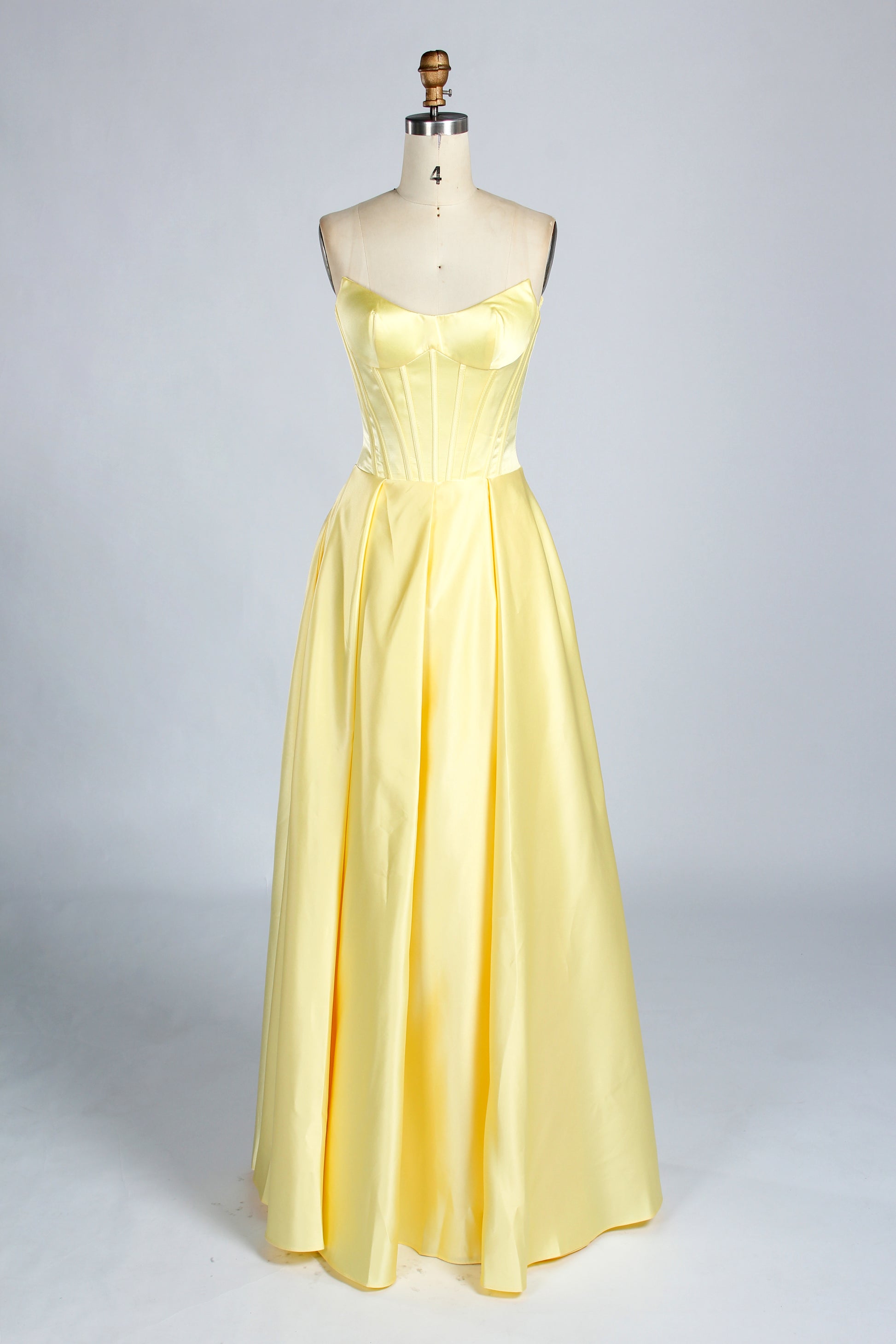 Wholesale Yellow Satin Strapless Prom Dress 33225b