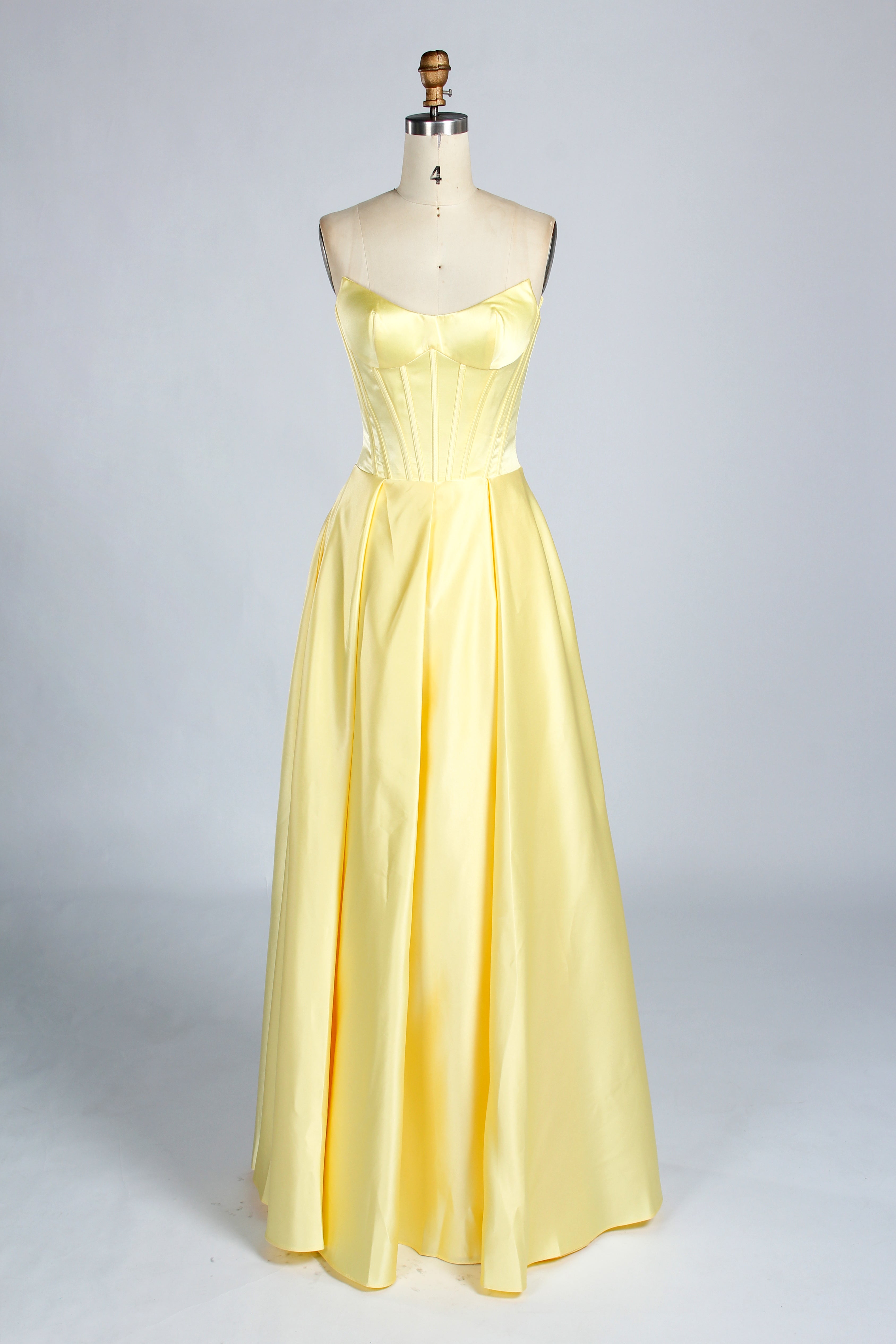Wholesale Yellow Satin Strapless Prom Dress 33225b