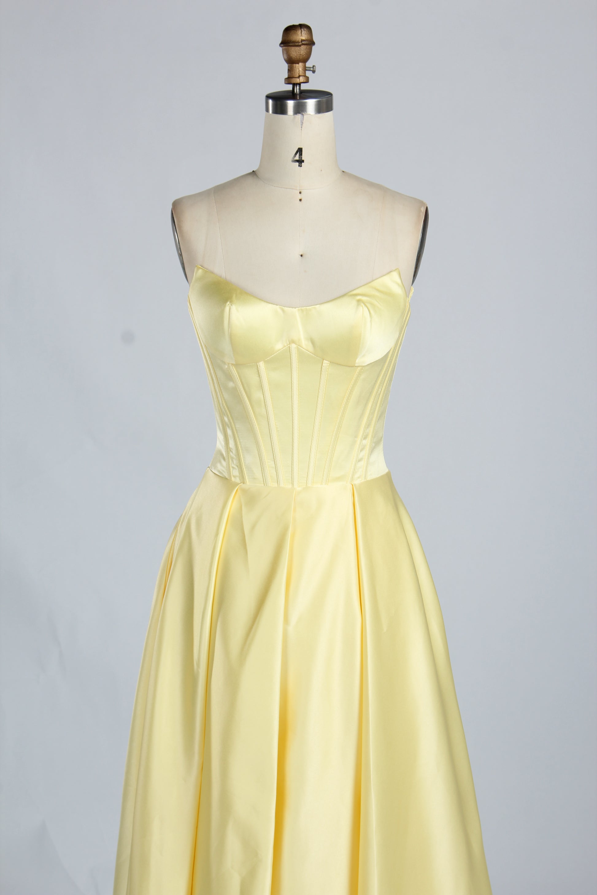 Wholesale Yellow Satin Strapless Prom Dress 33225b