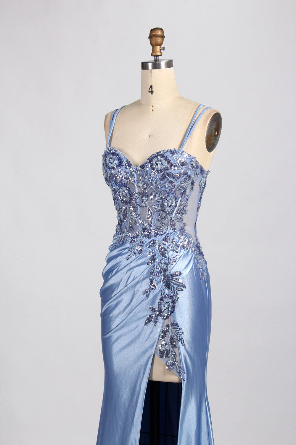 Wholesale Elegance Satin Lace Slit Prom Dress 33038