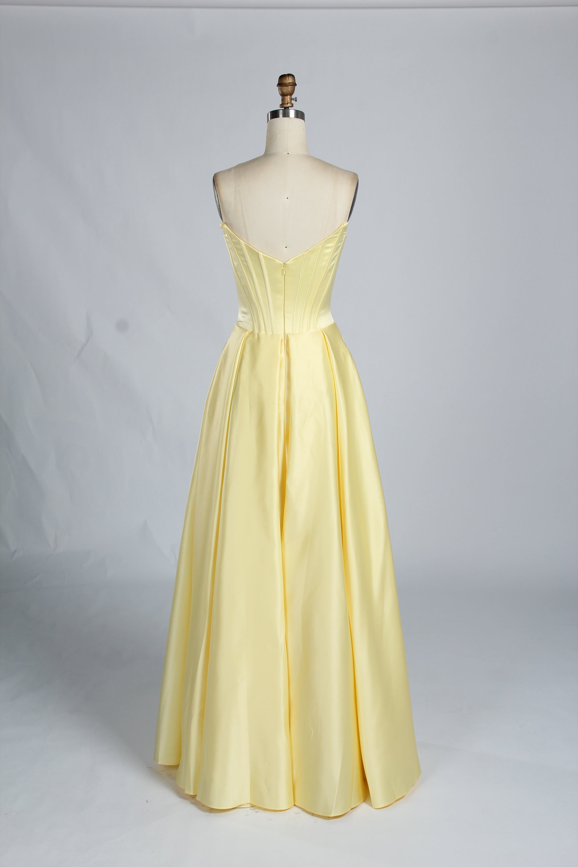 Wholesale Yellow Satin Strapless Prom Dress 33225b