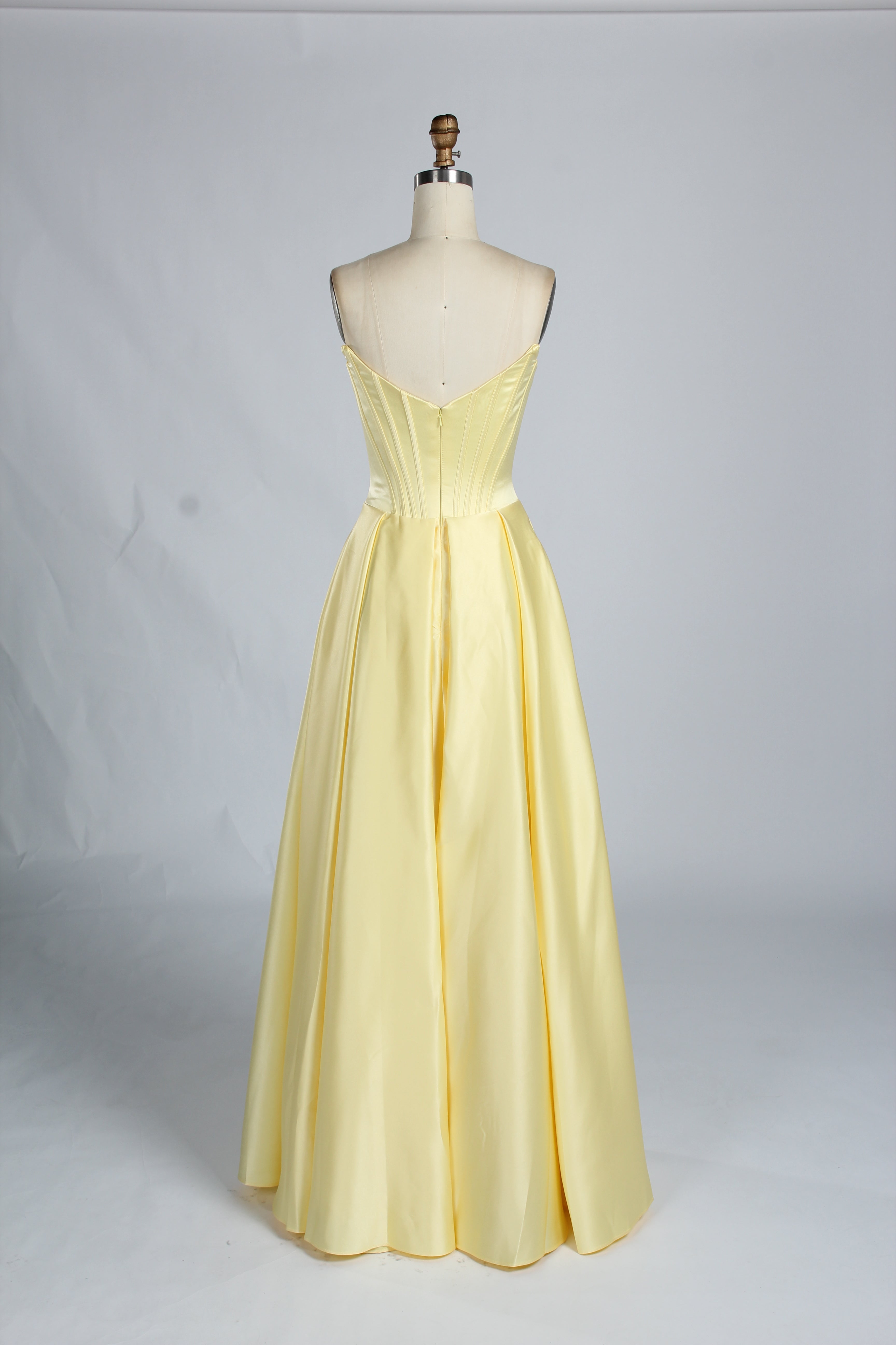 Wholesale Yellow Satin Strapless Prom Dress 33225b