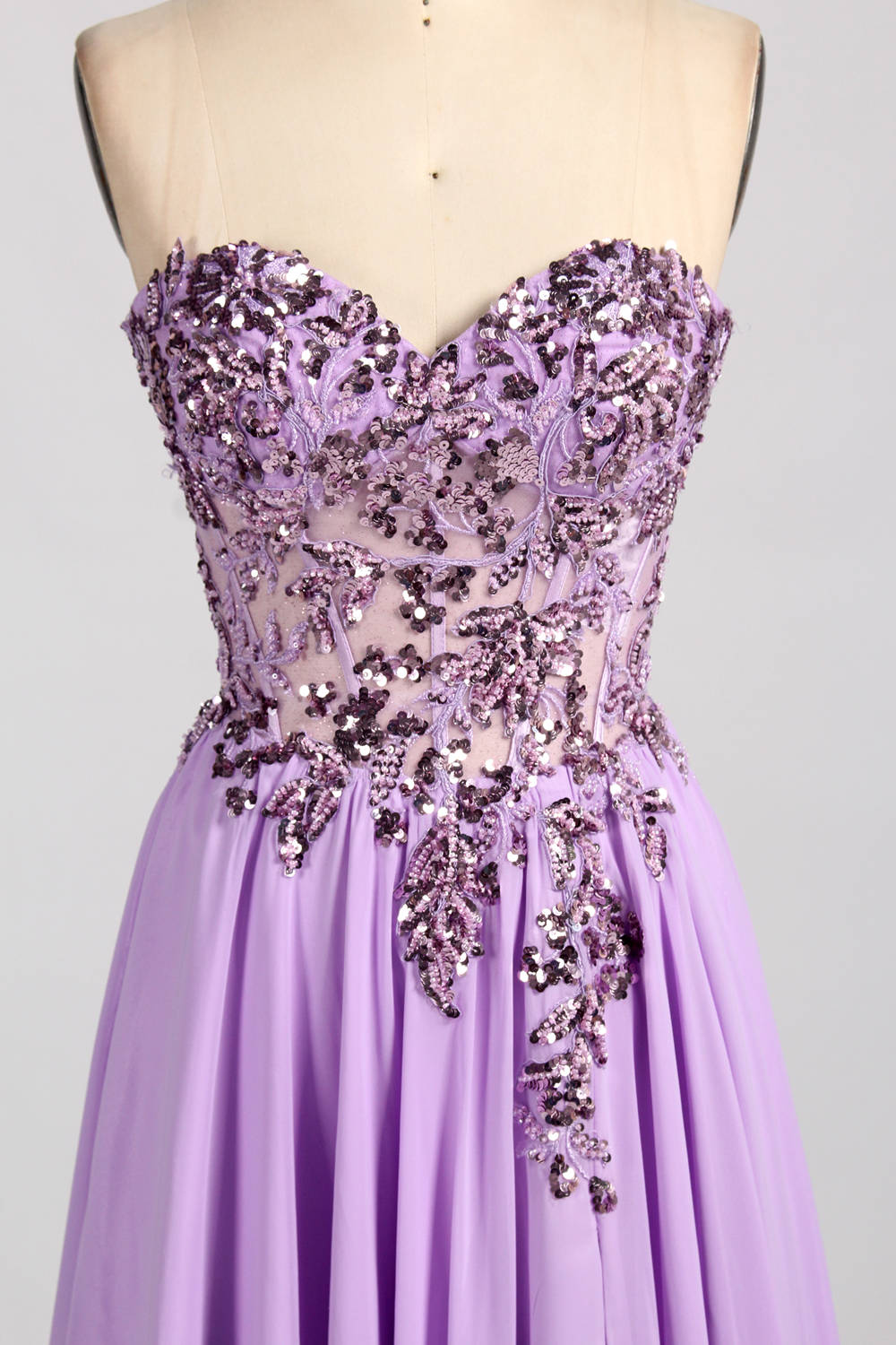 Wholesale Strapless Sequin Prom Dress with Slit & Pocket 33039