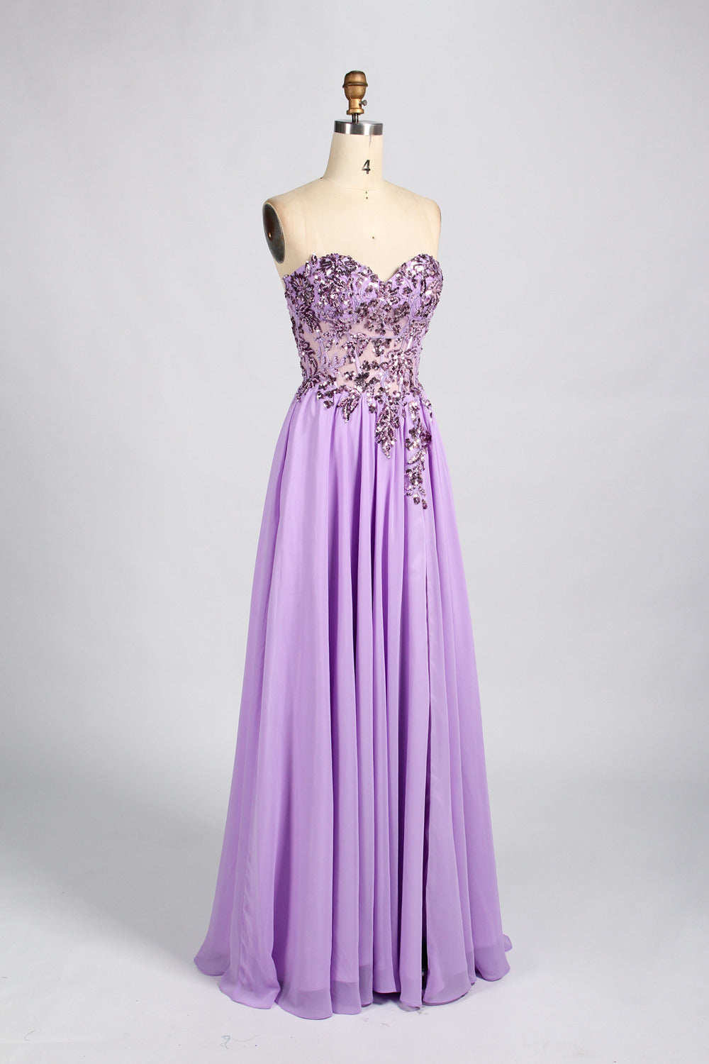 Wholesale Strapless Sequin Prom Dress with Slit & Pocket 33039
