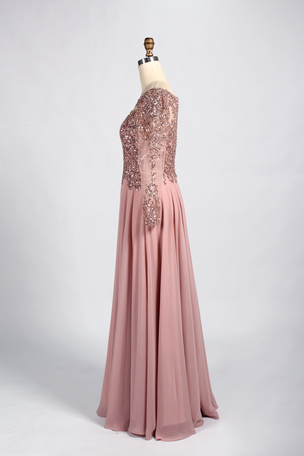 Wholesale Lilac Embroidered Tulle Mother - of - the - Bride Gown 33041