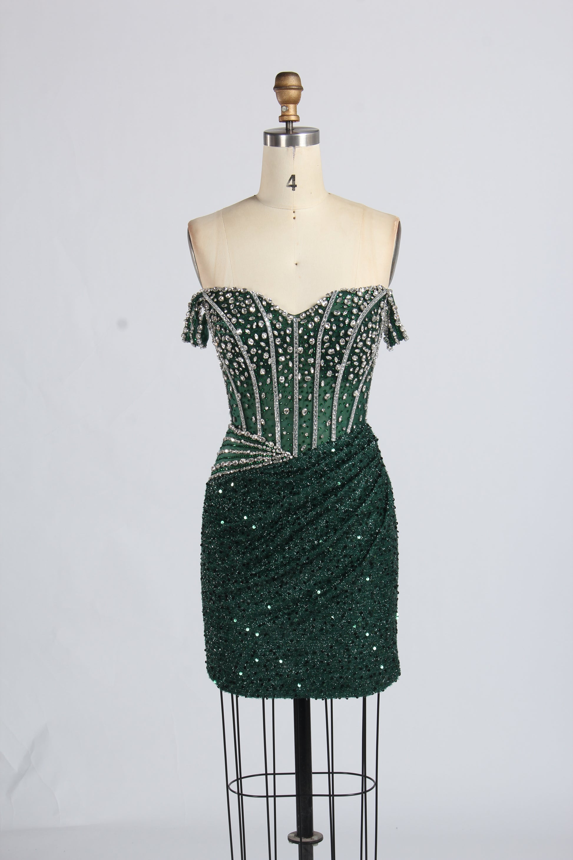 Wholesale Grey Off-Shoulder Sequin Short Prom Dress 33322S