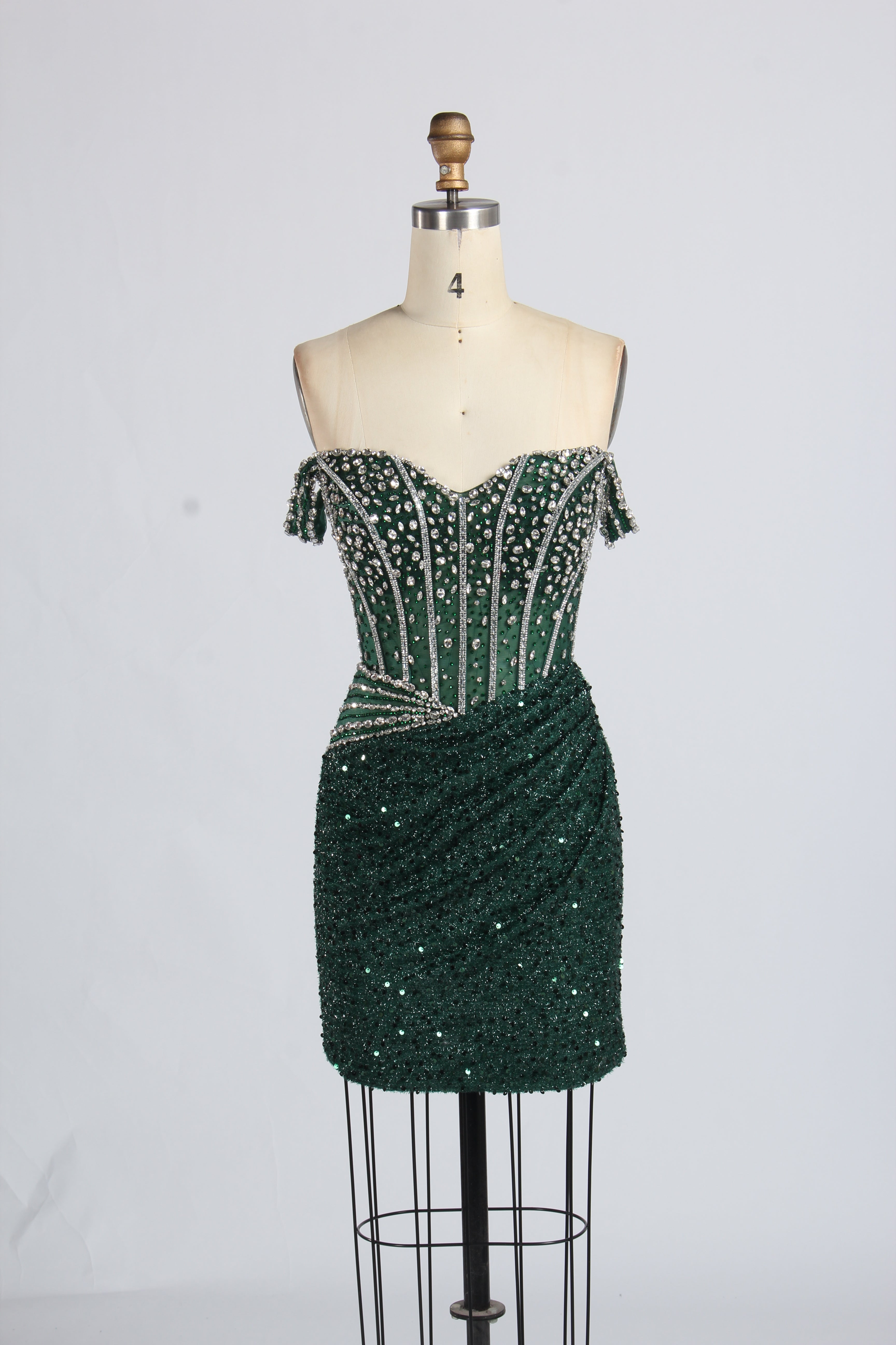 Wholesale Grey Off-Shoulder Sequin Short Prom Dress 33322S