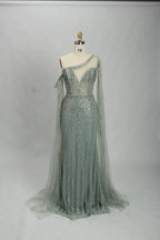 Blush Pink One Shoulder Sequin Mother of the Bride Dress MK108