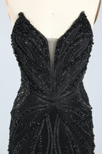 Wholesale Silver Pearl - Embellished Strapless Evening Gown 33185