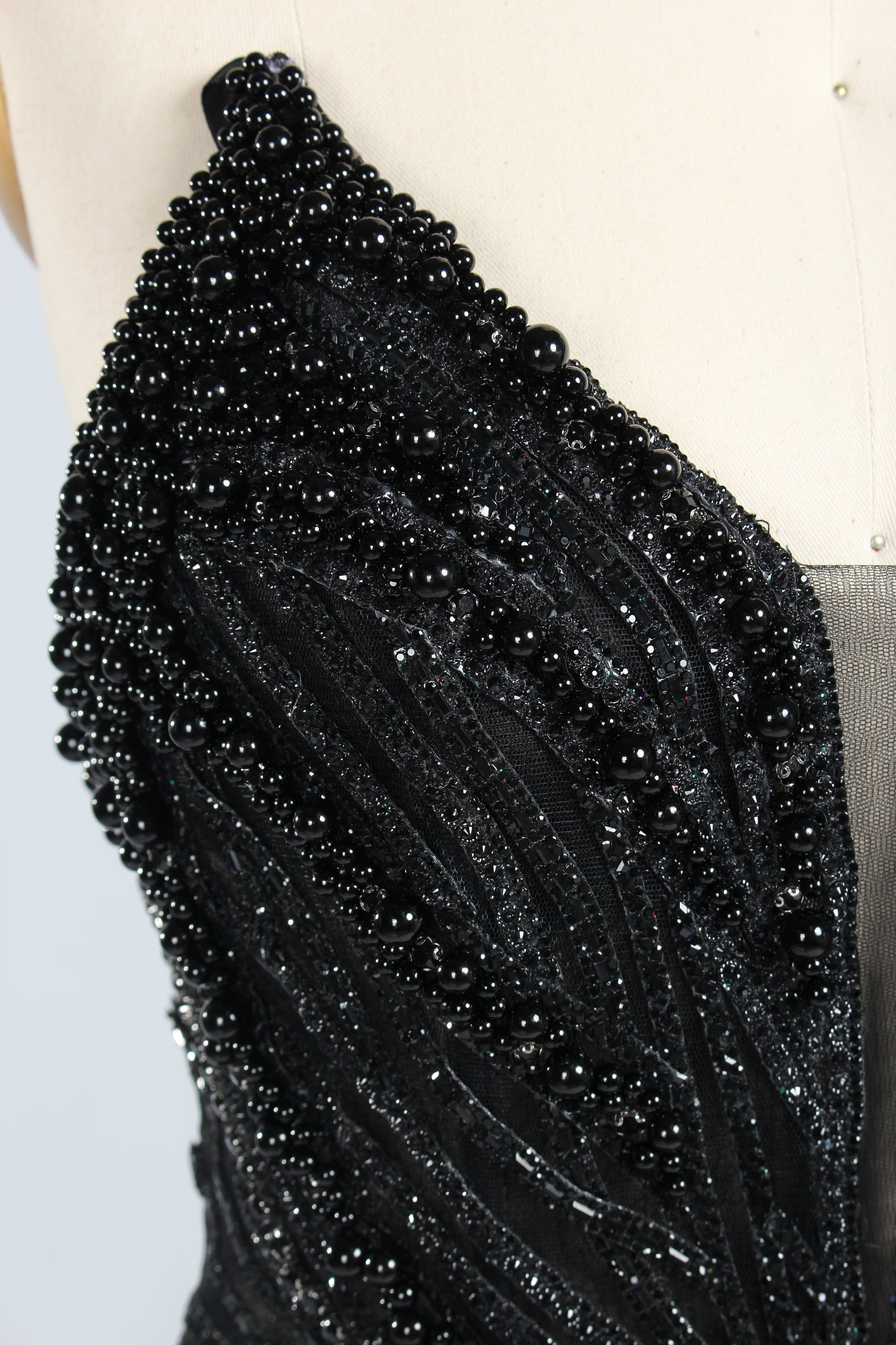 Wholesale Silver Pearl - Embellished Strapless Evening Gown 33185