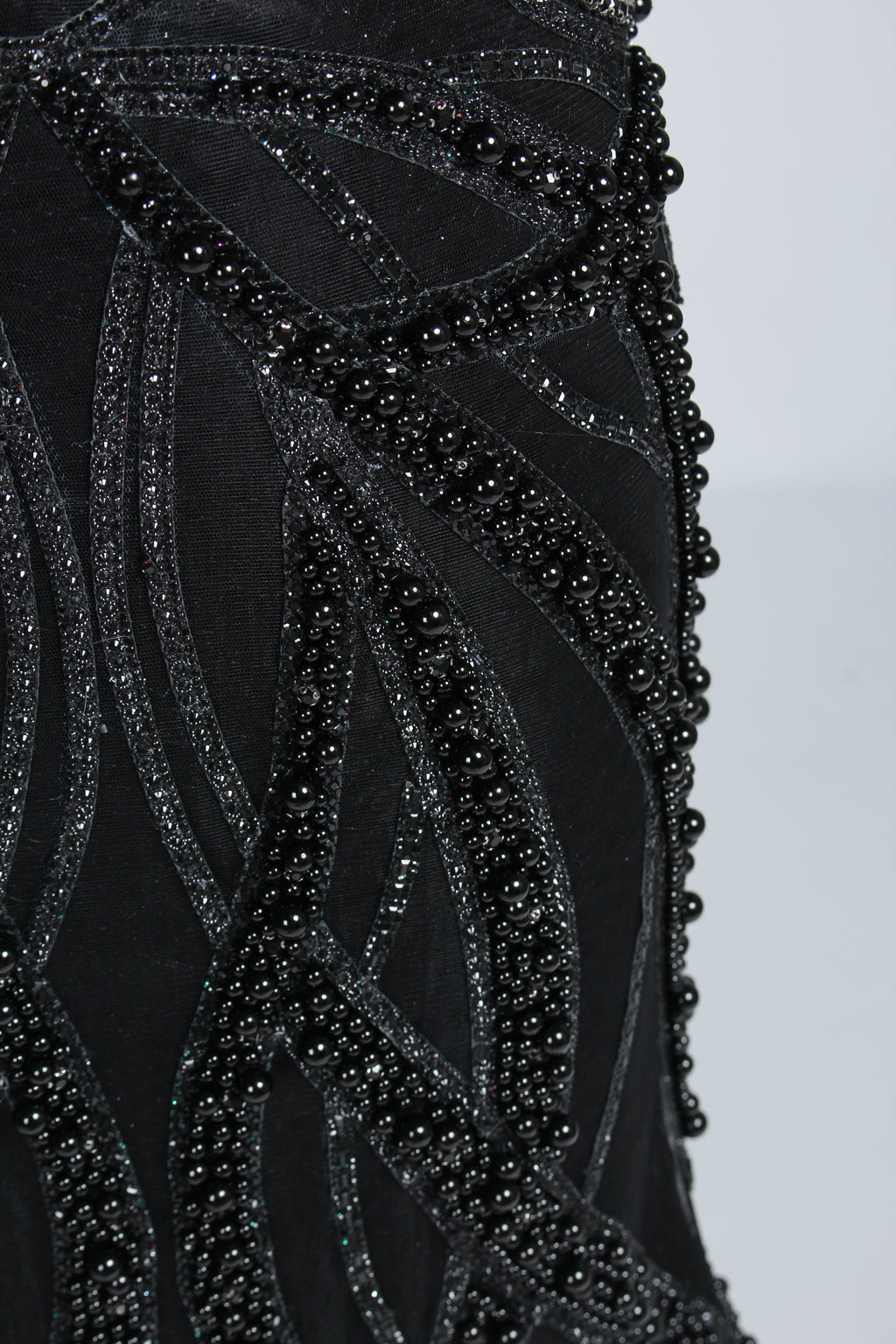 Wholesale Silver Pearl - Embellished Strapless Evening Gown 33185