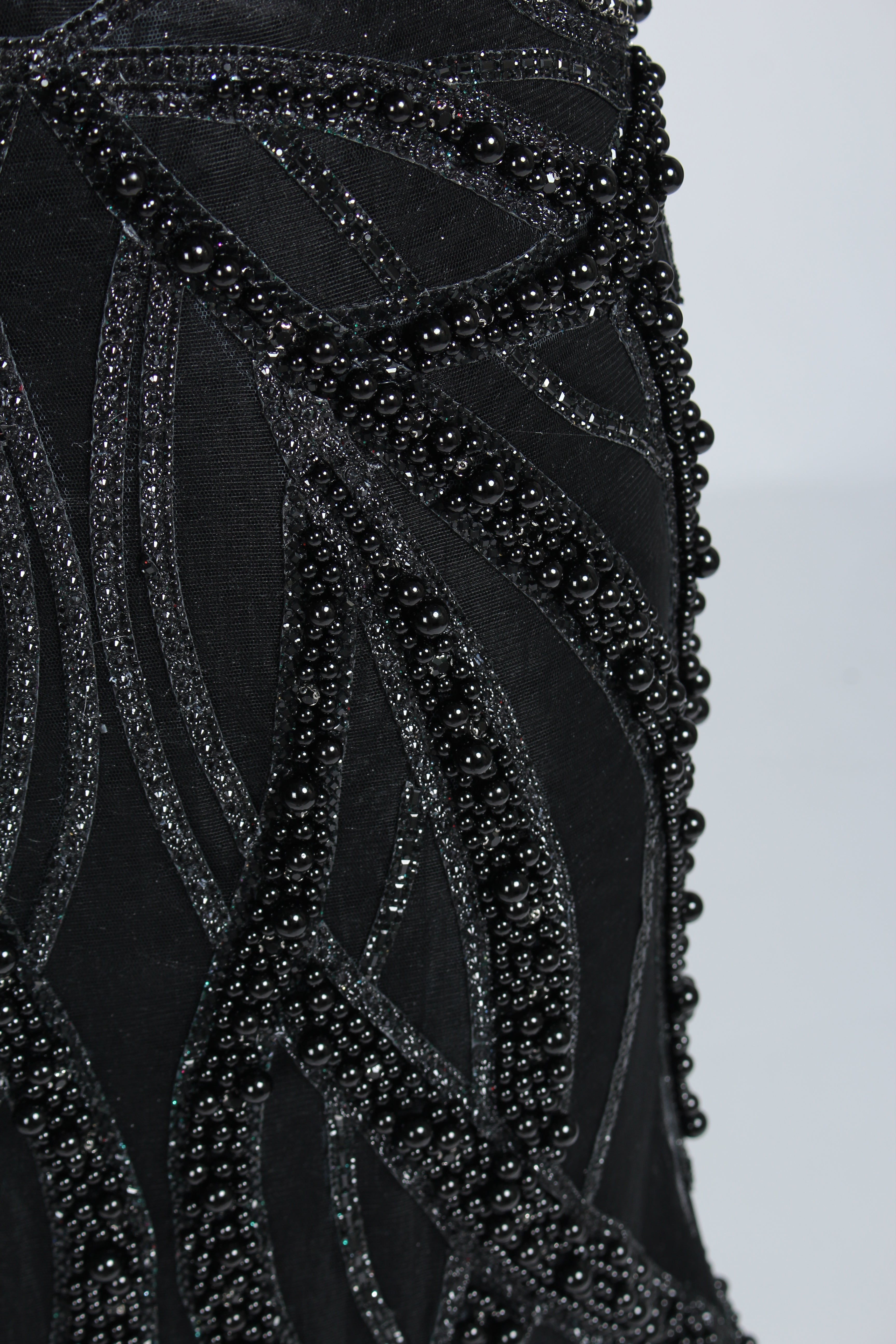 Wholesale Silver Pearl - Embellished Strapless Evening Gown 33185