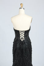 Wholesale Silver Pearl - Embellished Strapless Evening Gown 33185