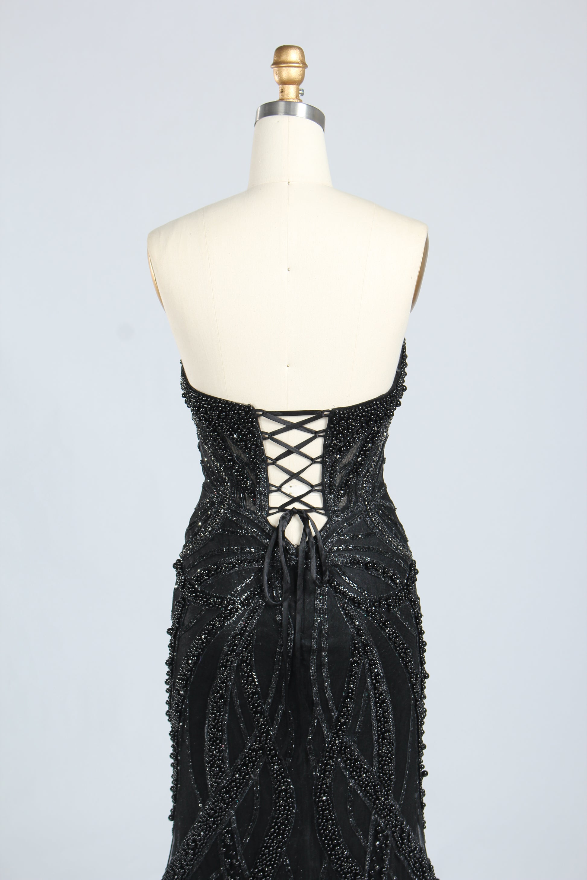 Wholesale Silver Pearl - Embellished Strapless Evening Gown 33185