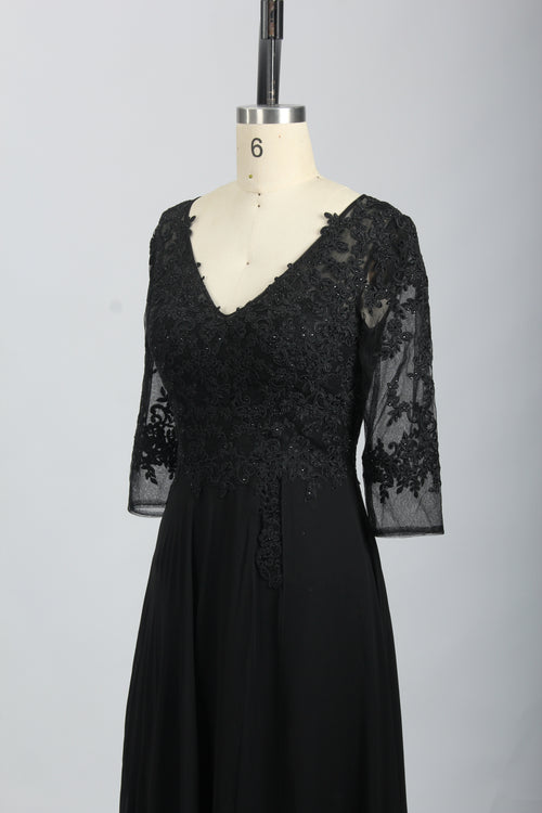 Graceful Sheer Half Sleeves V-neck Mother Gown 32697