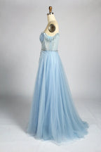 Champagne Gold Strapless Beaded Sequin Evening A-Line Dress MC169