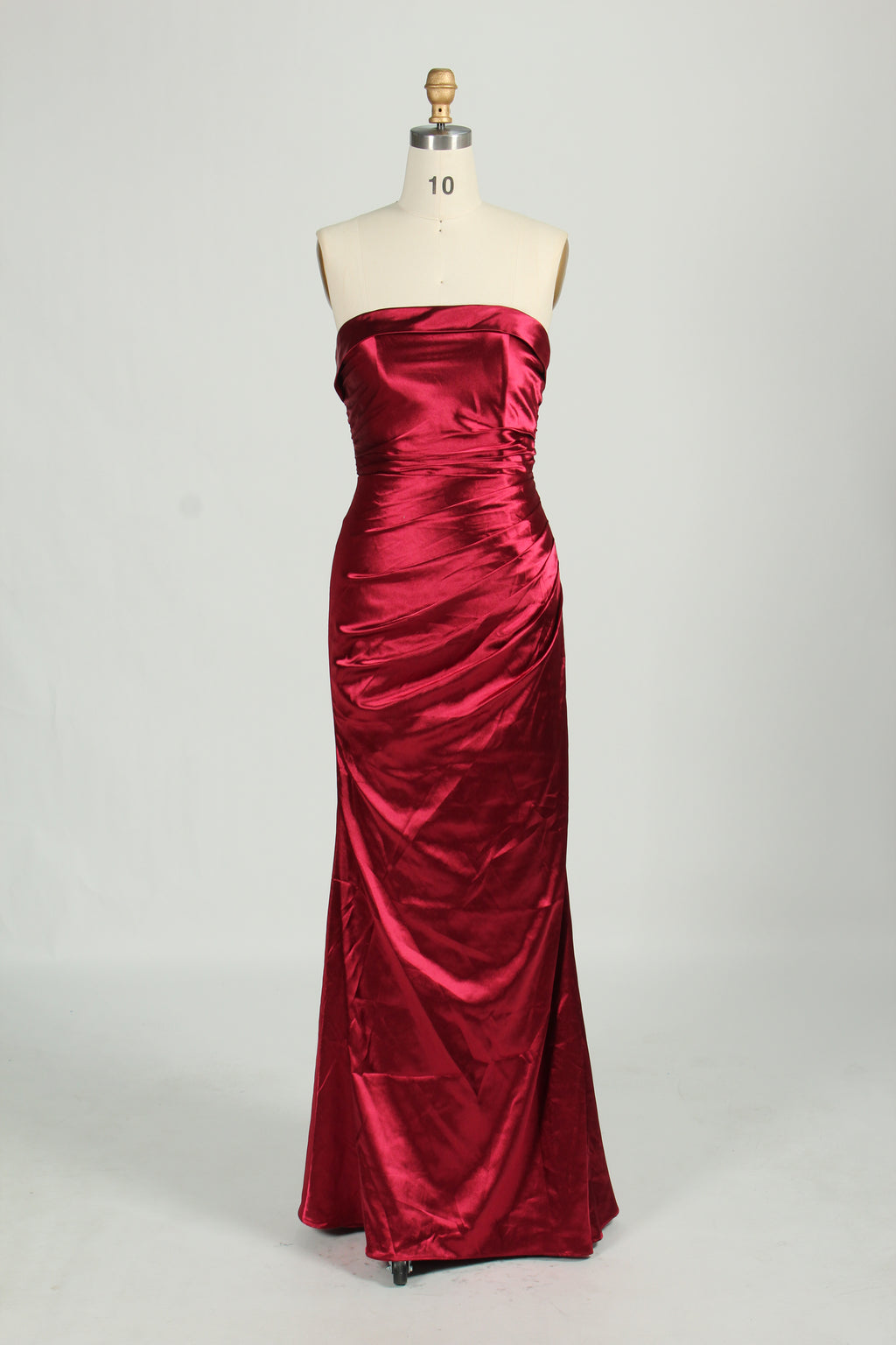 Wholesale Burgundy Satin Strapless Evening Gown 32684b