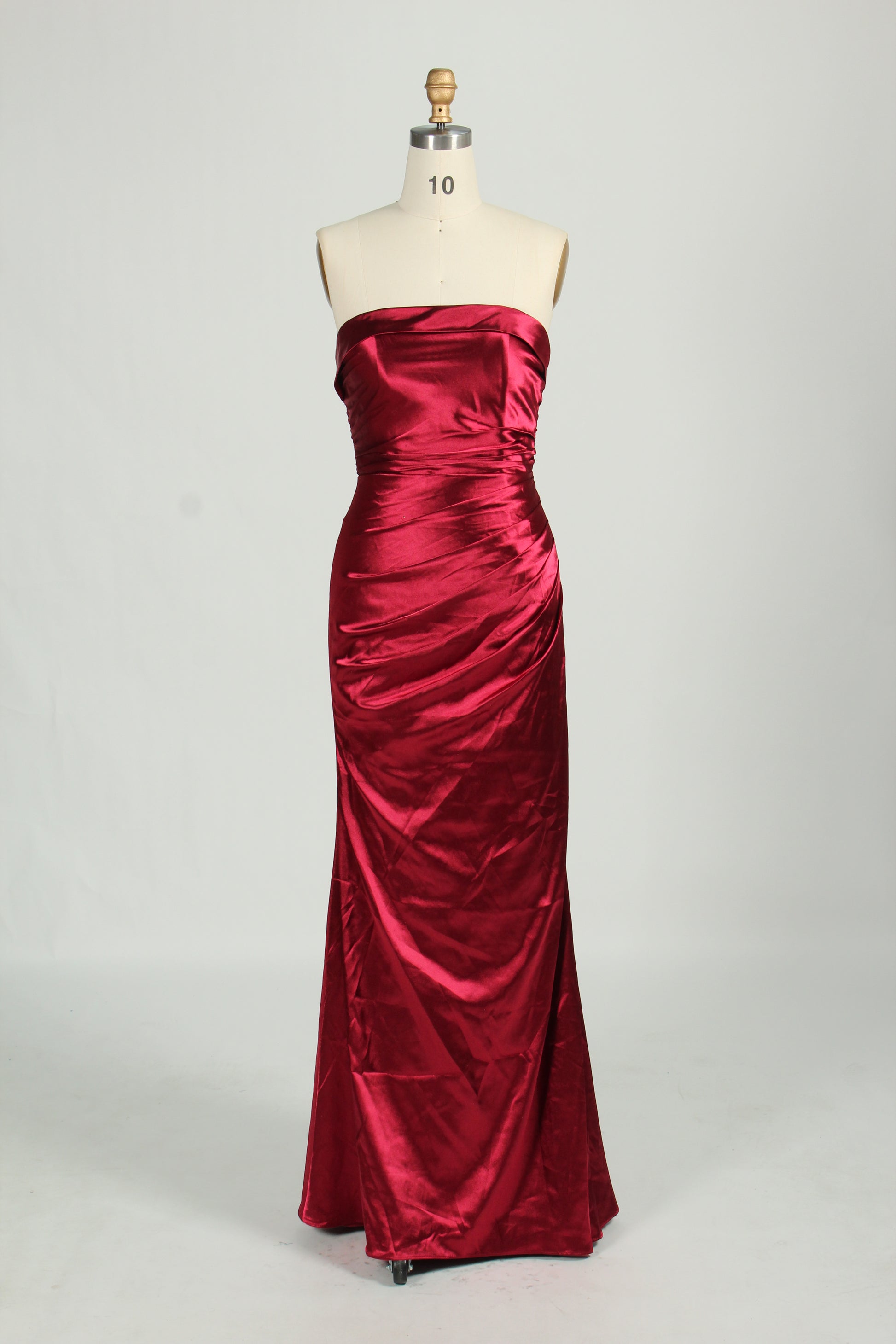 Wholesale Burgundy Satin Strapless Evening Gown 32684b