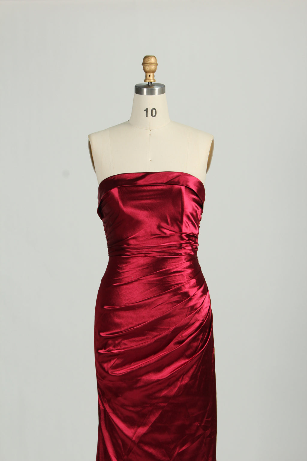 Wholesale Burgundy Satin Strapless Evening Gown 32684b