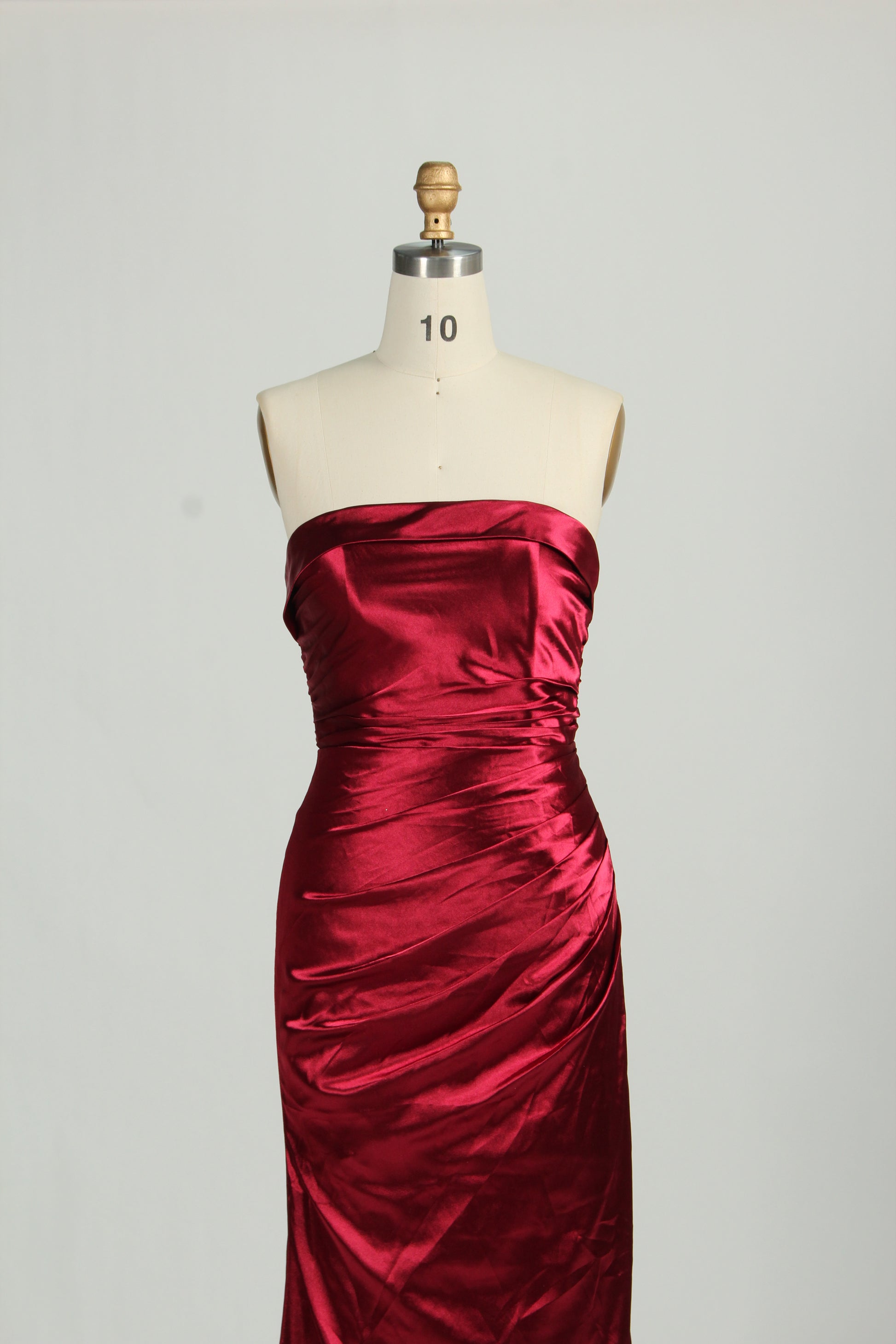 Wholesale Burgundy Satin Strapless Evening Gown 32684b