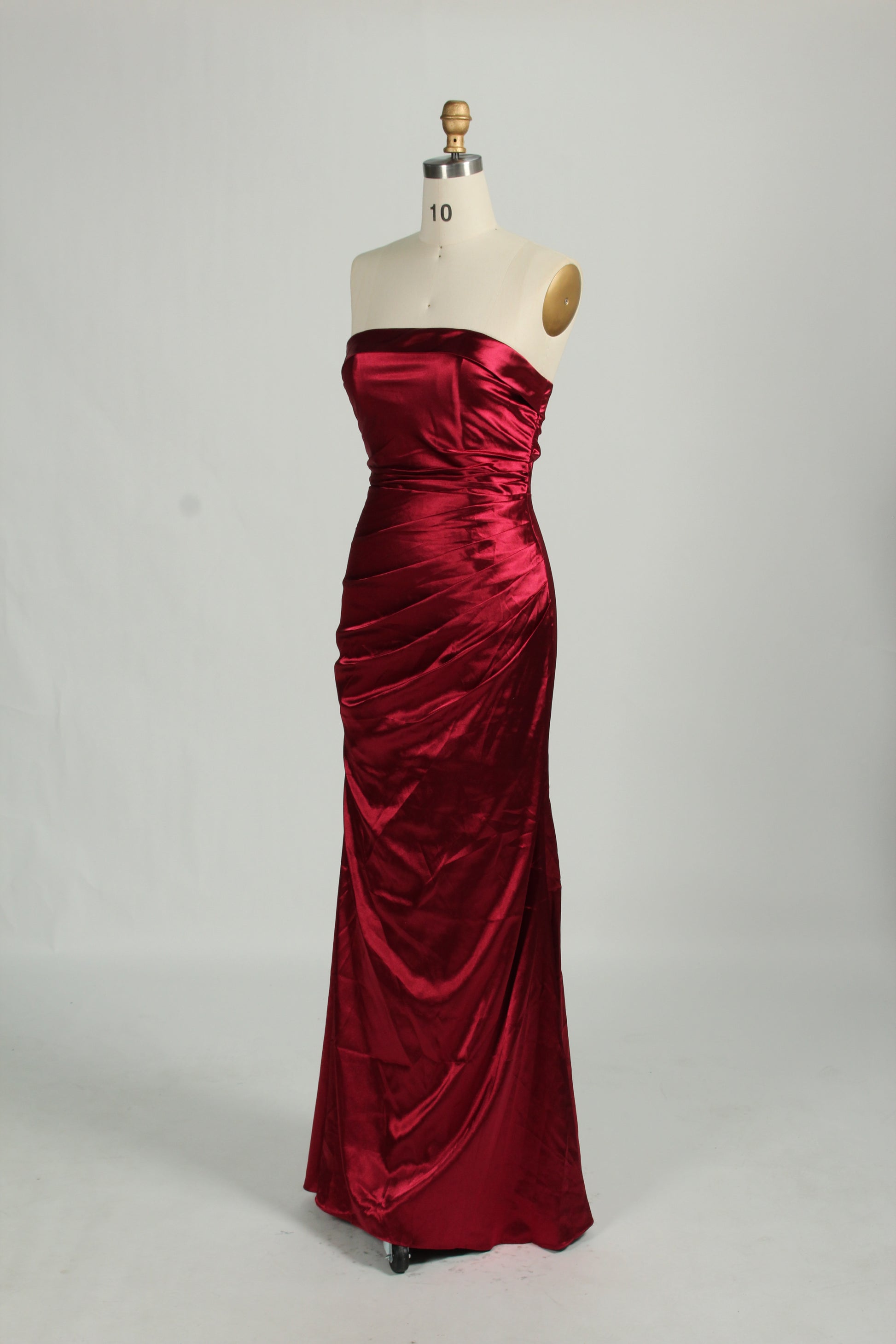 Wholesale Burgundy Satin Strapless Evening Gown 32684b