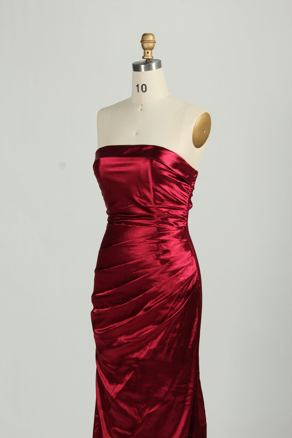 Wholesale Burgundy Satin Strapless Evening Gown 32684b