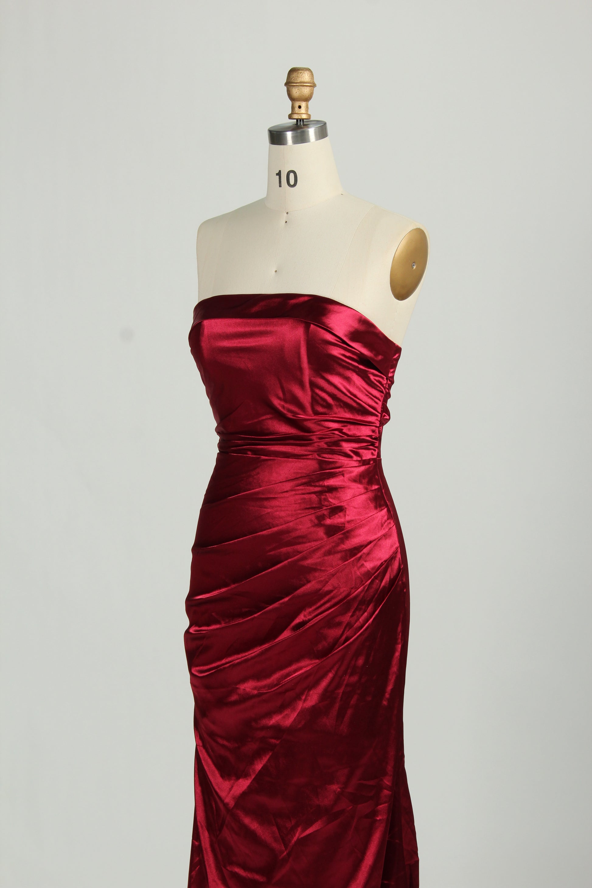 Wholesale Burgundy Satin Strapless Evening Gown 32684b