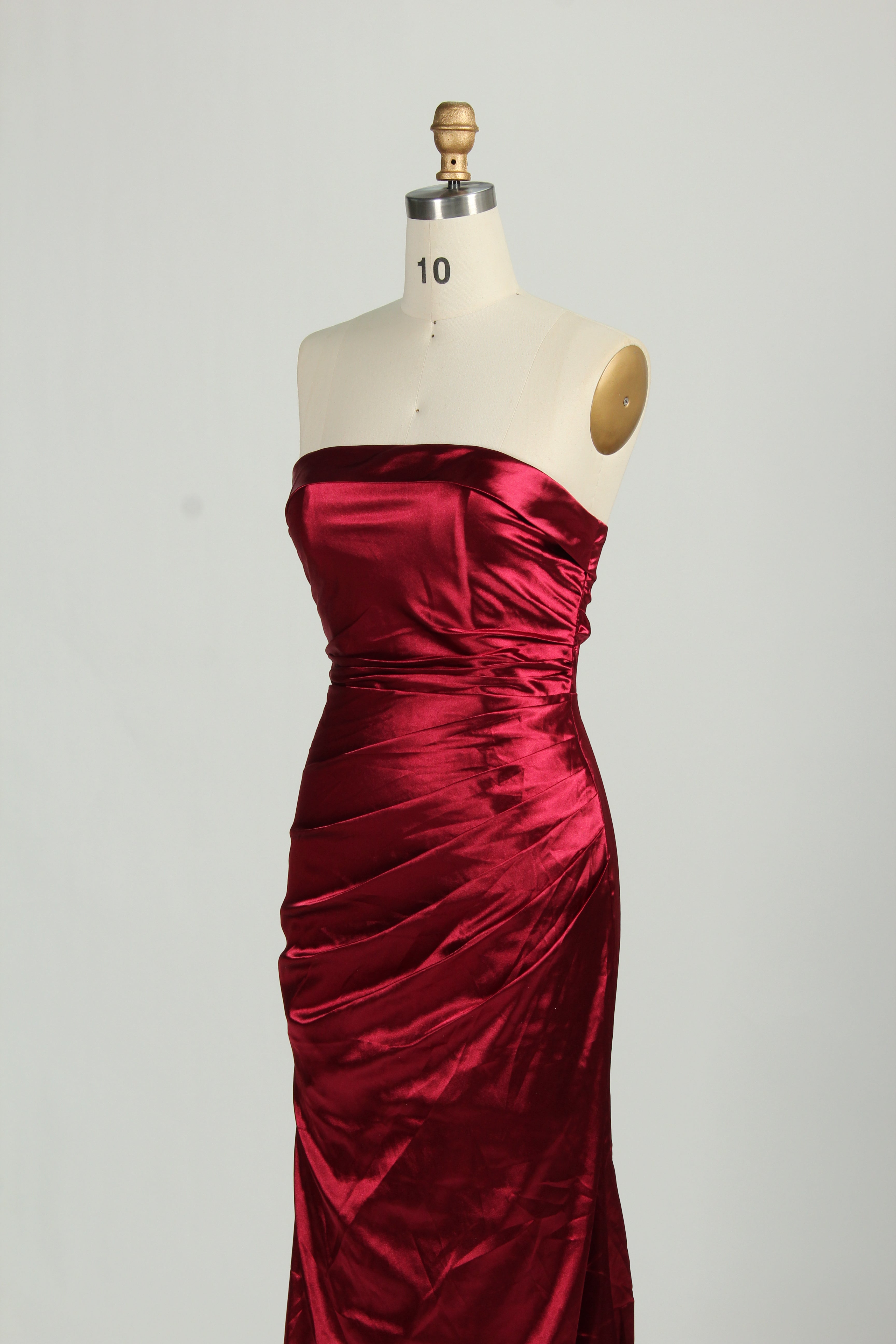 Wholesale Burgundy Satin Strapless Evening Gown 32684b