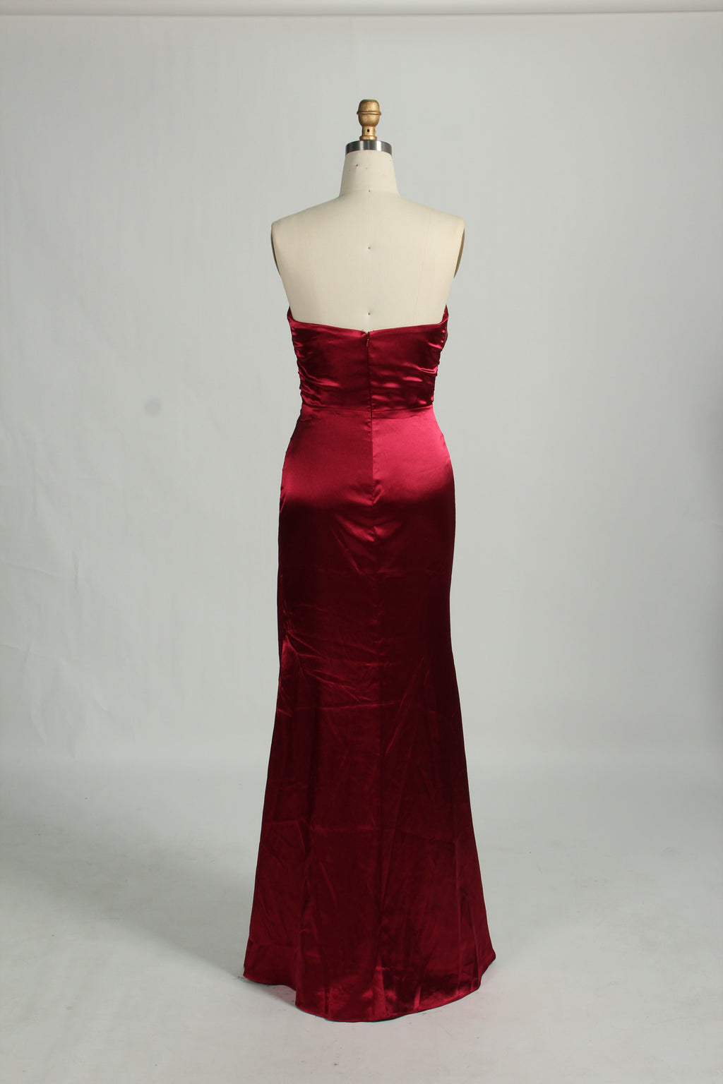 Wholesale Burgundy Satin Strapless Evening Gown 32684b