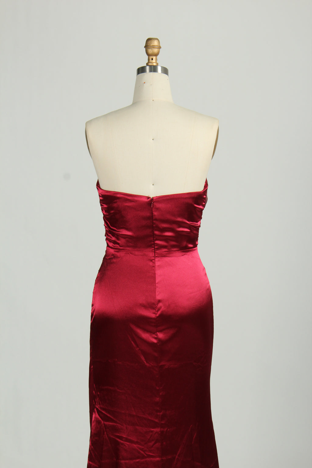 Wholesale Burgundy Satin Strapless Evening Gown 32684b