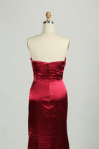 Wholesale Burgundy Satin Strapless Evening Gown 32684b