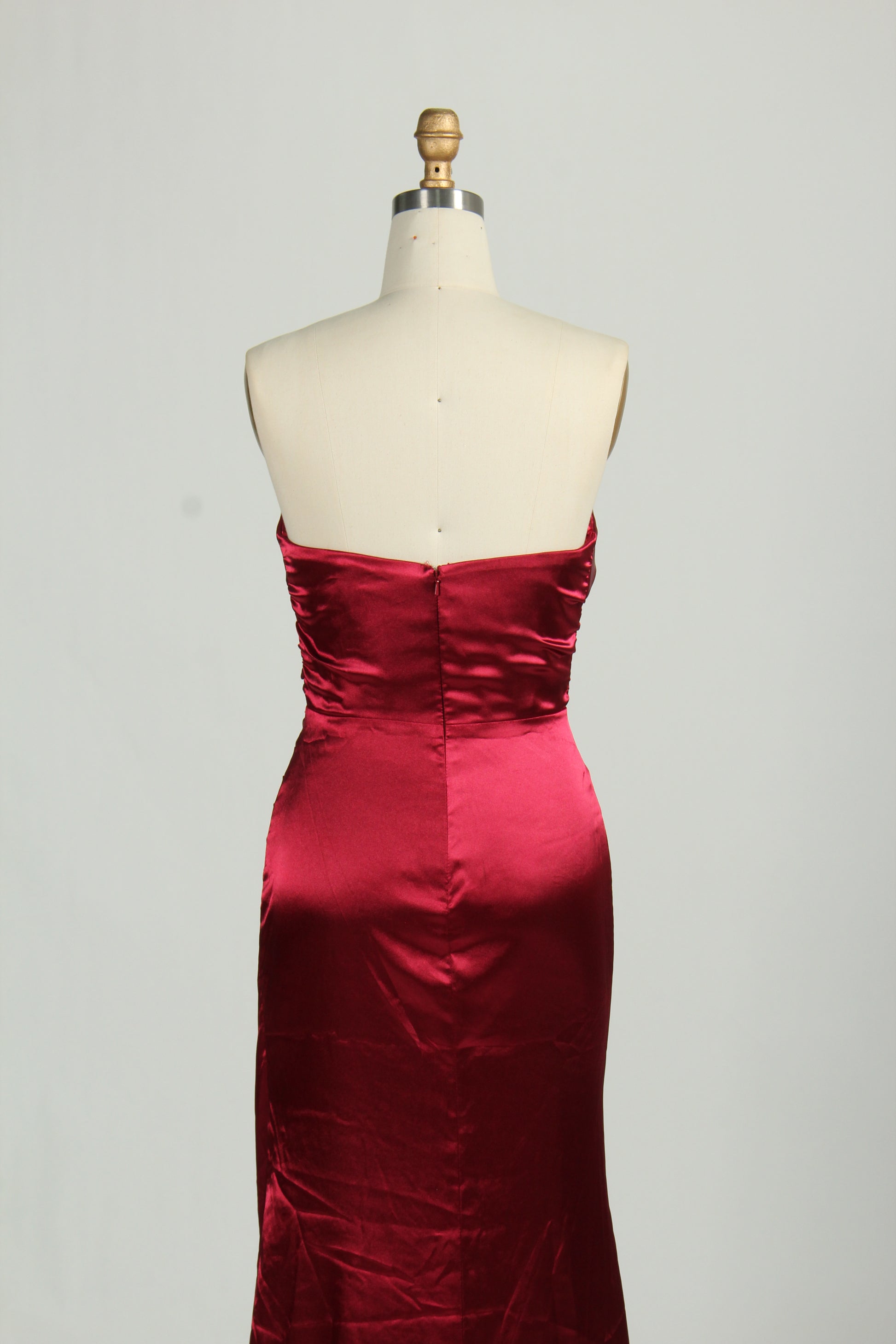 Wholesale Burgundy Satin Strapless Evening Gown 32684b