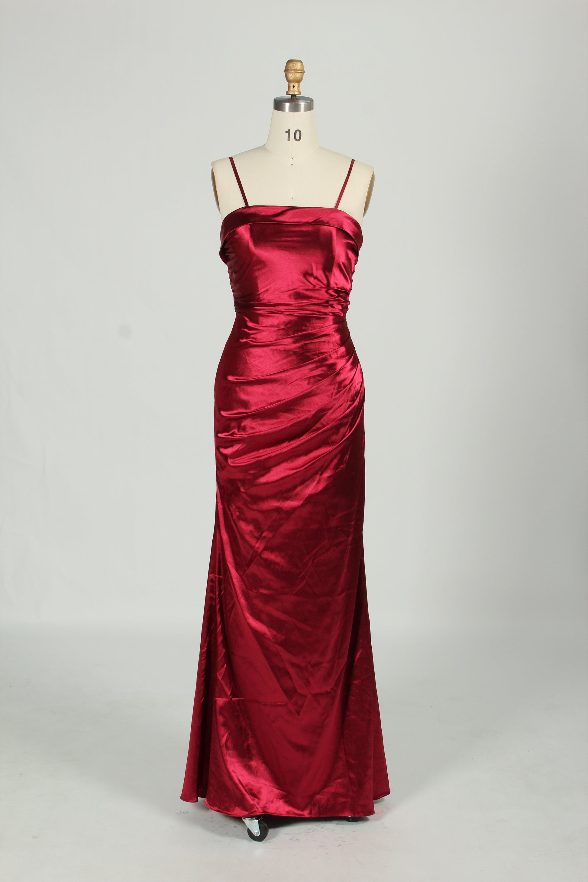 Wholesale Burgundy Satin Strapless Evening Gown 32684b