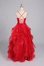 Wholesale 3D Flowers Red Tiered Ruffled Ball Gown 33140B