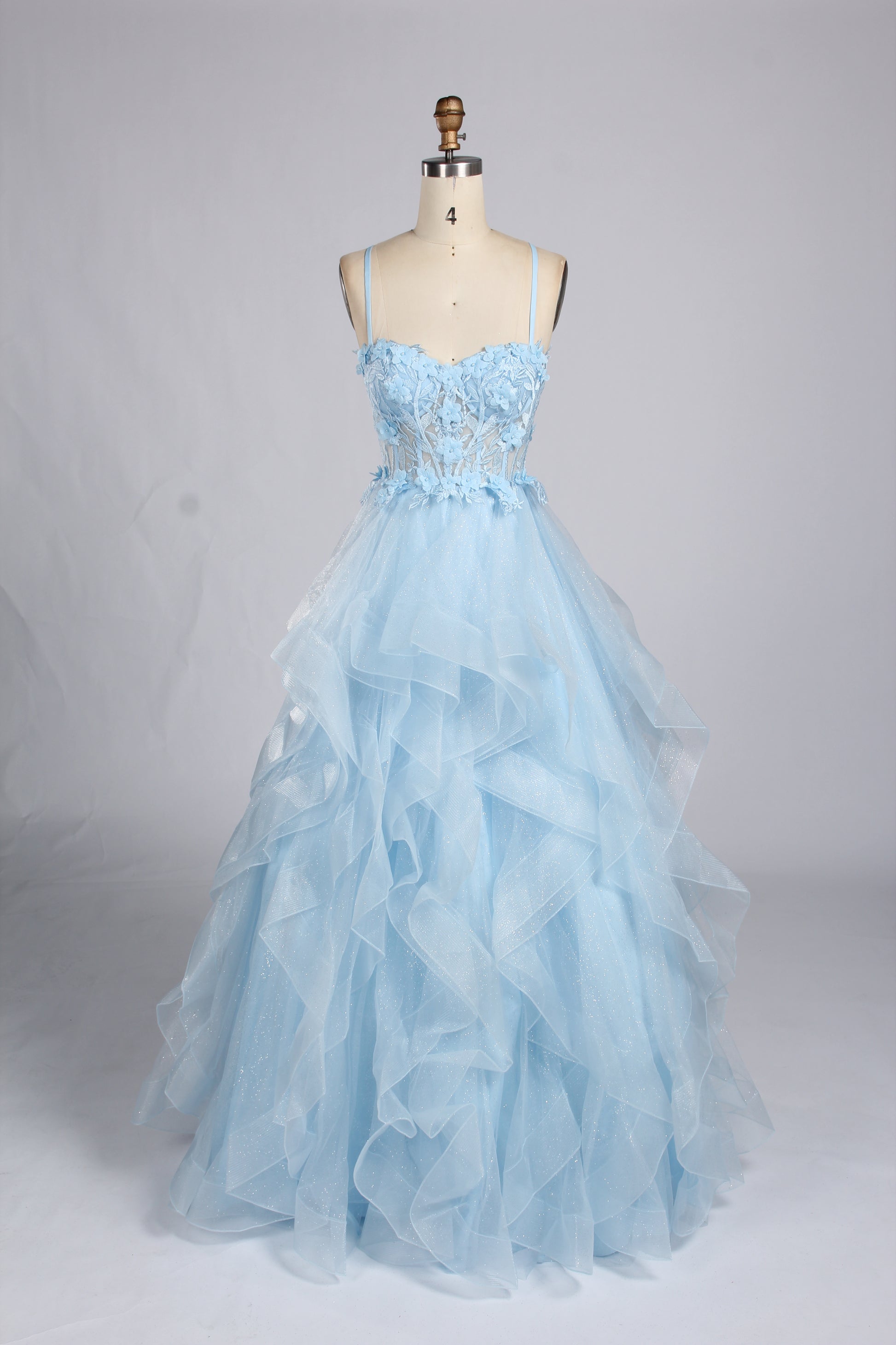 Wholesale 3D Flowers Red Tiered Ruffled Ball Gown 33140B
