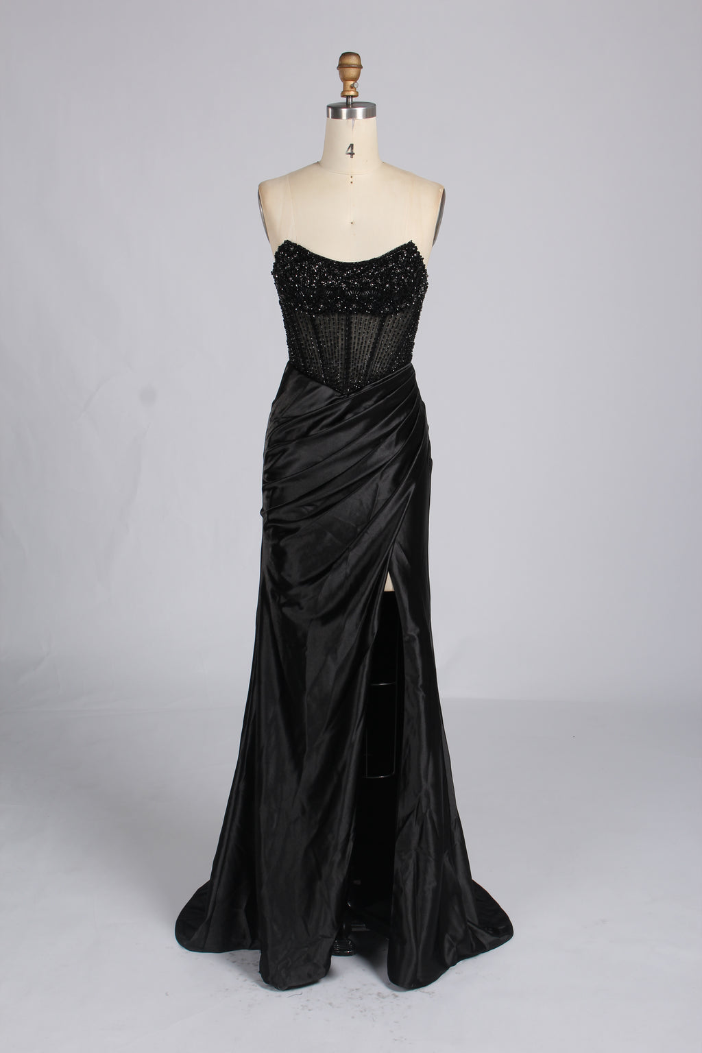 Wholesale Black Beaded Strapless Evening Gown 33292
