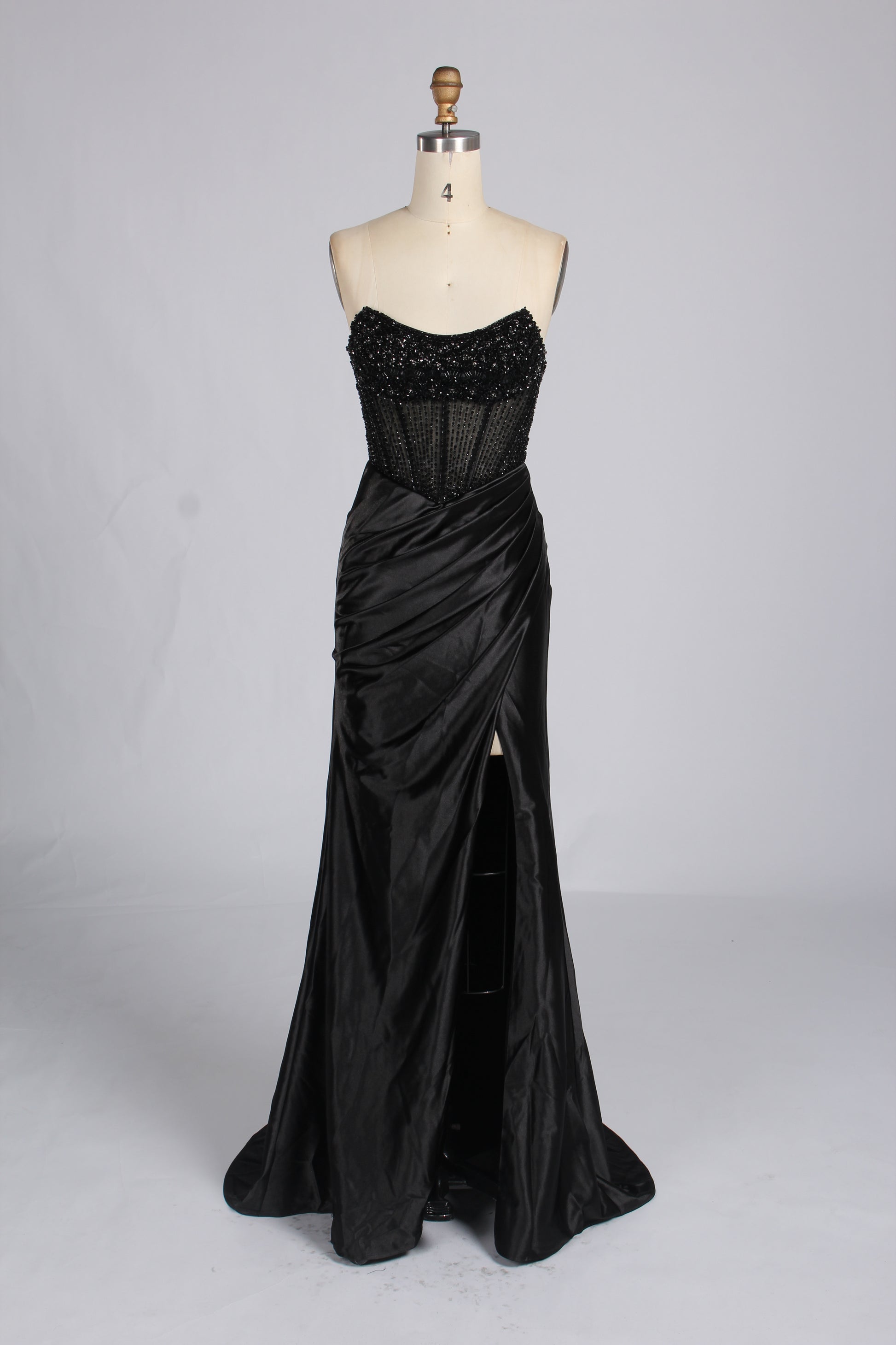 Wholesale Black Beaded Strapless Evening Gown 33292