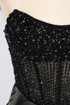 Wholesale Black Beaded Strapless Evening Gown 33292