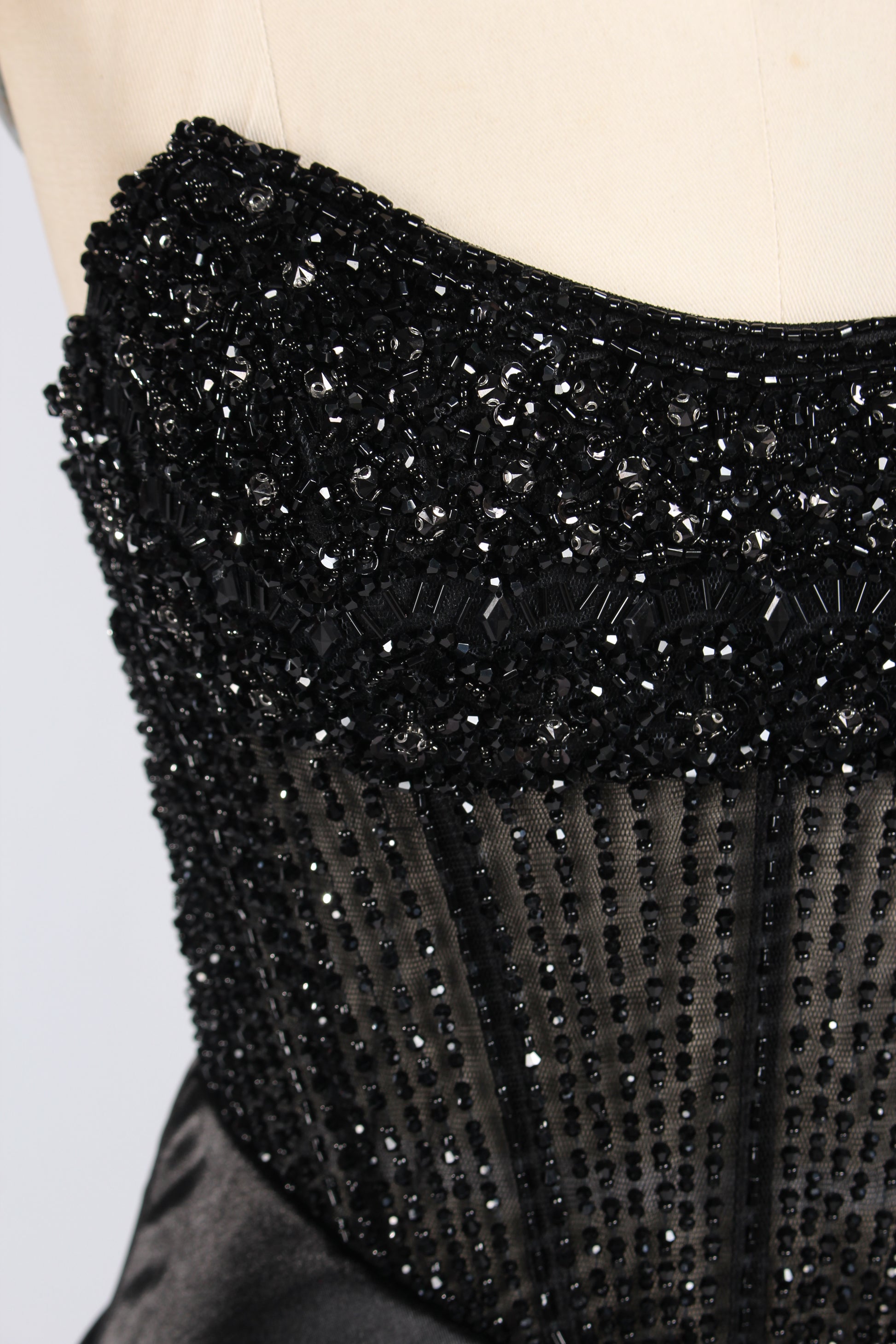 Wholesale Black Beaded Strapless Evening Gown 33292