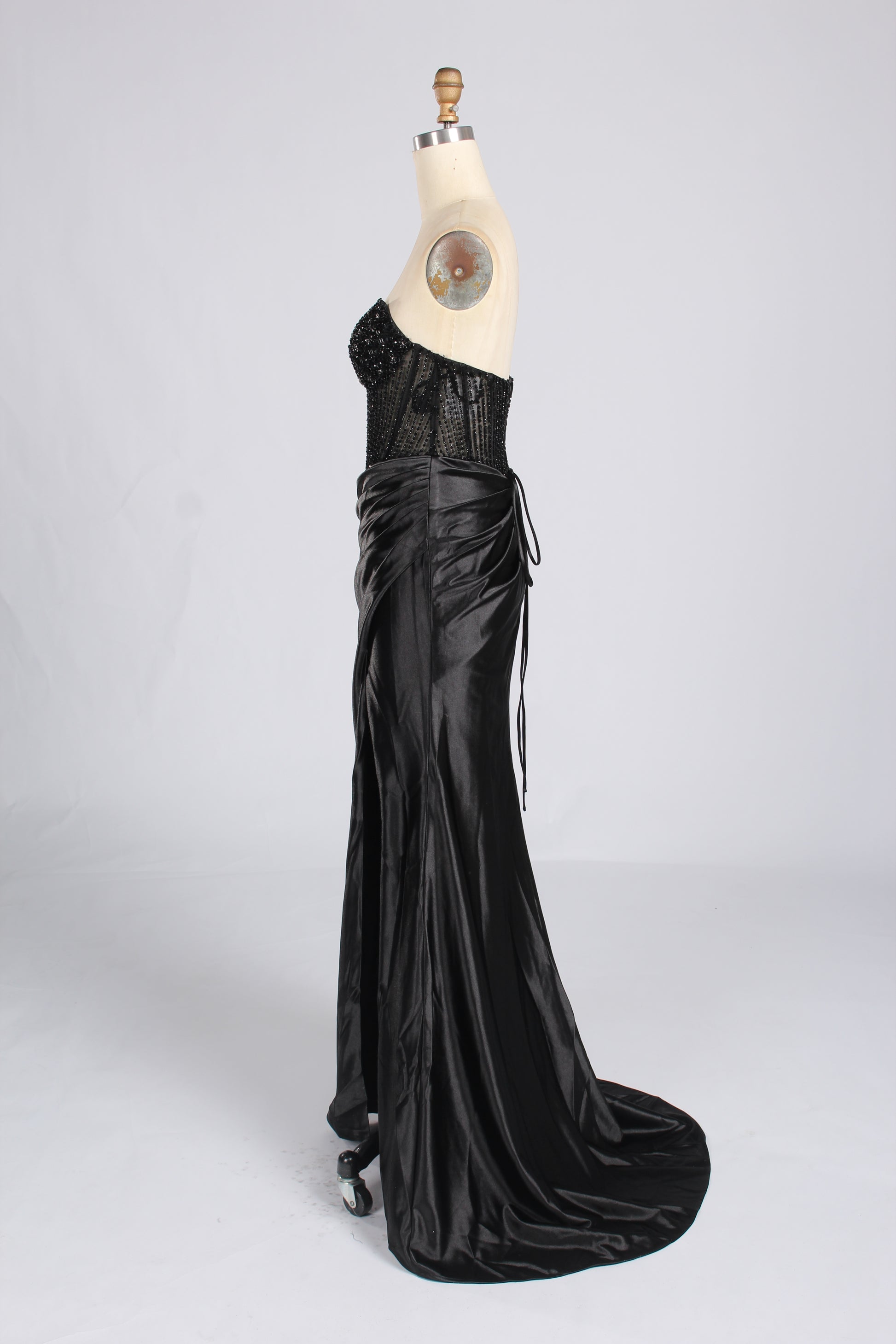 Wholesale Black Beaded Strapless Evening Gown 33292