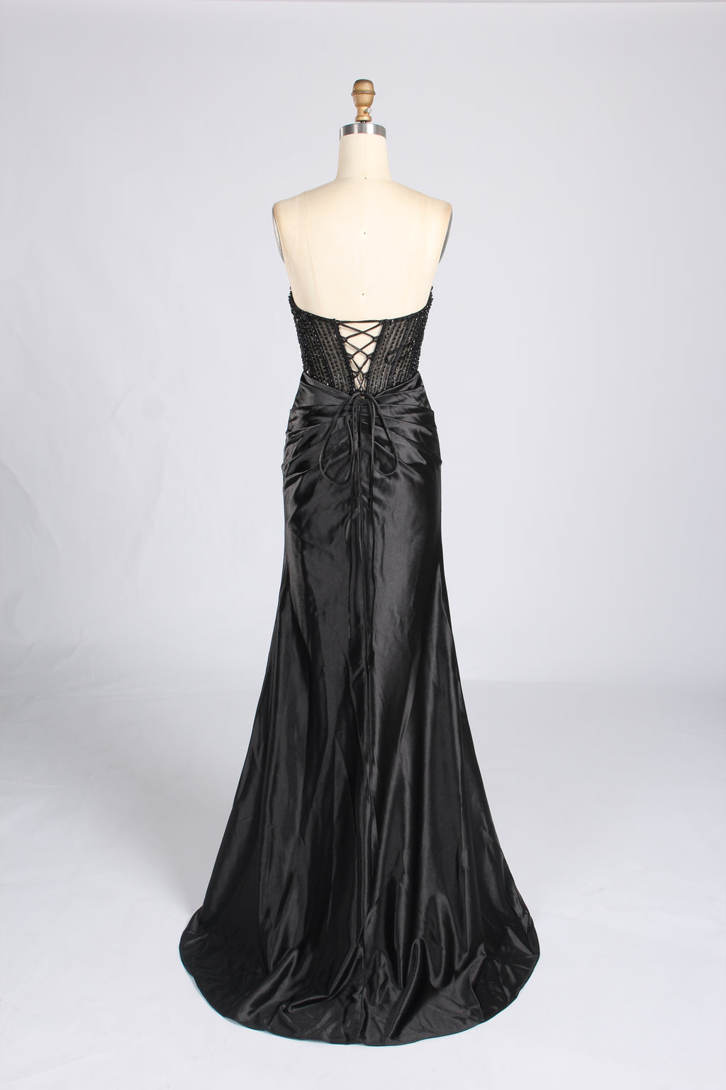 Wholesale Black Beaded Strapless Evening Gown 33292