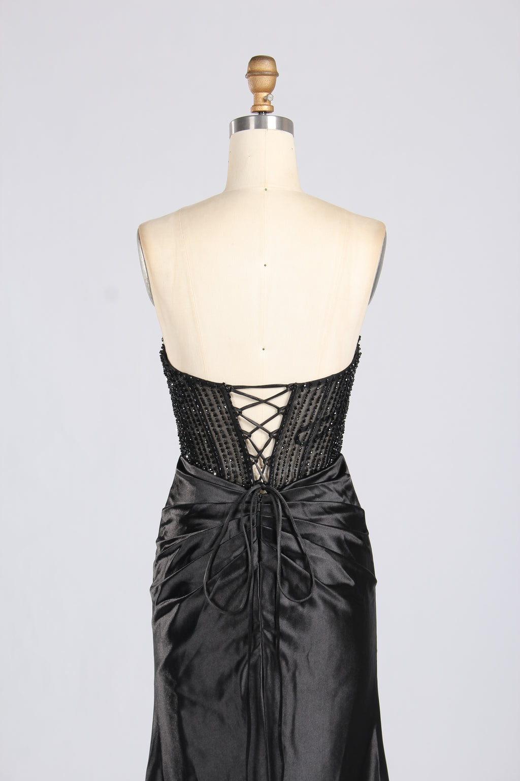 Wholesale Black Beaded Strapless Evening Gown 33292