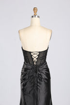 Wholesale Black Beaded Strapless Evening Gown 33292