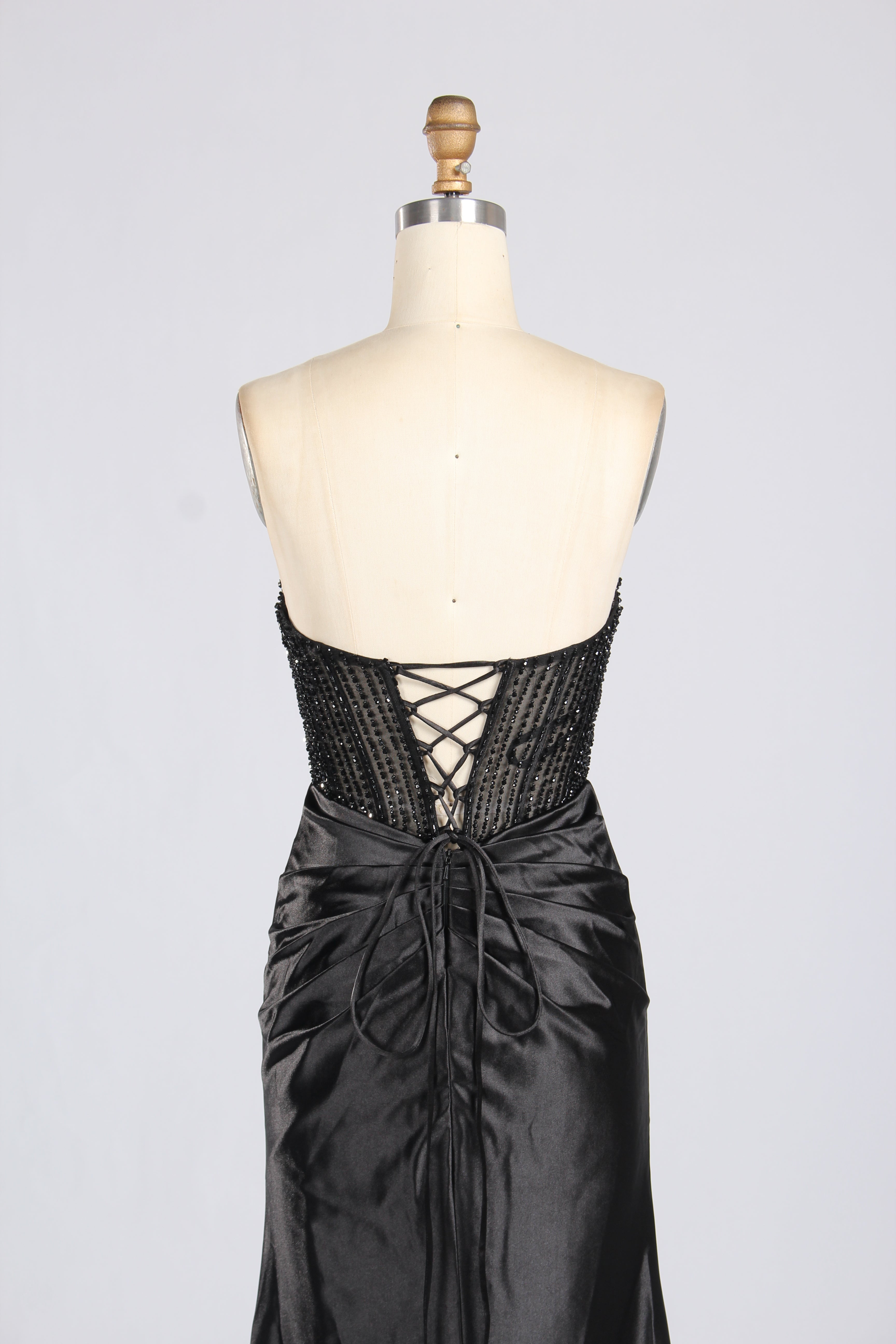 Wholesale Black Beaded Strapless Evening Gown 33292