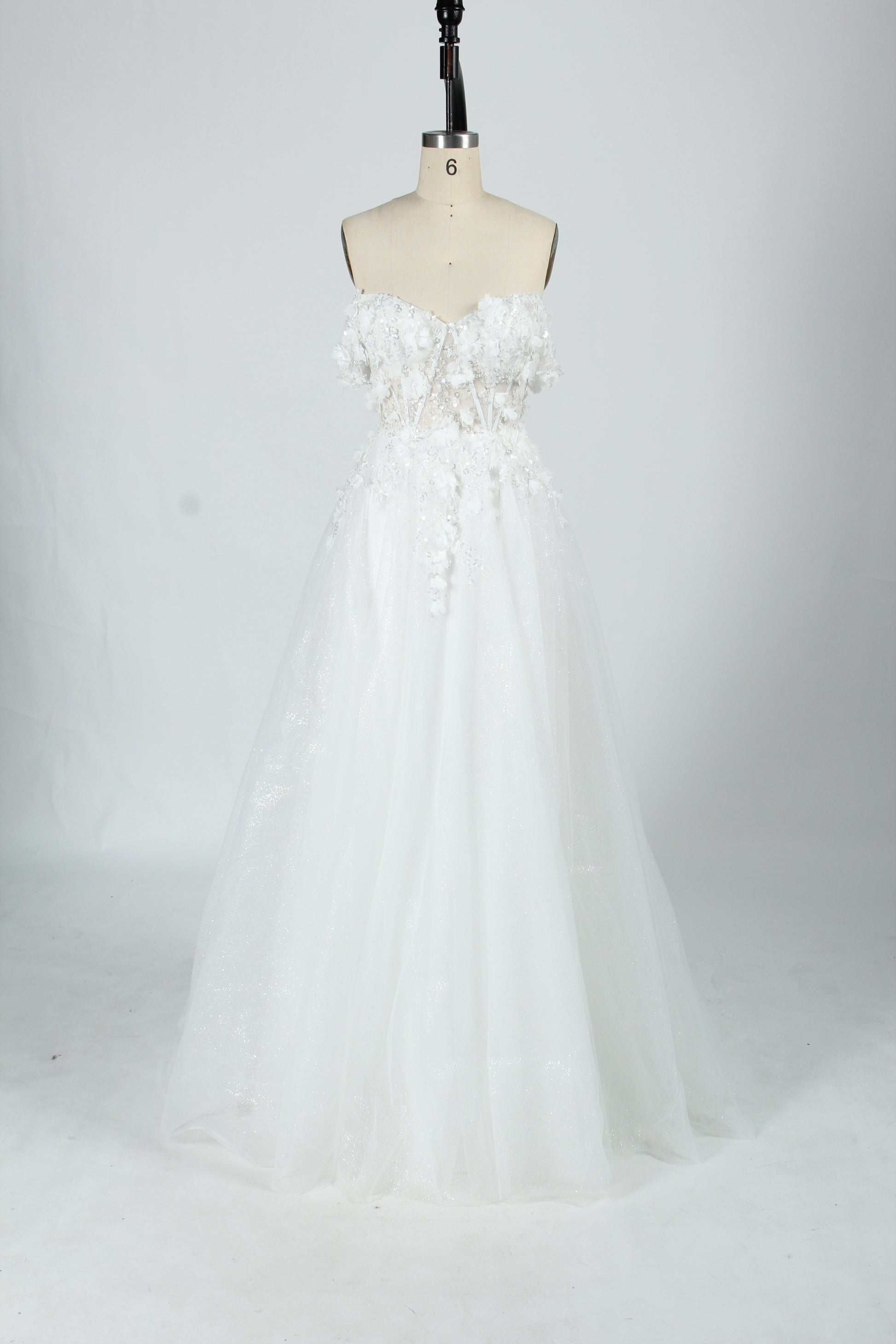 Wholesale Strapless 3D Floral Tulle Prom Dress 33014