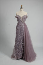 Gold Sequin Off the Shoulder Mermaid Evening Dress MK131