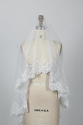 Wholesale Tiered Lace-Edged Bridal Veil – Sheer Tulle t026