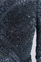 Elegant Blue Long Sleeve Beaded Mermaid Mother of the Bride Dress MC171