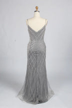 Luxury Beaded V-Neck Cape Sleeves Mother of the Bride Dress KY048