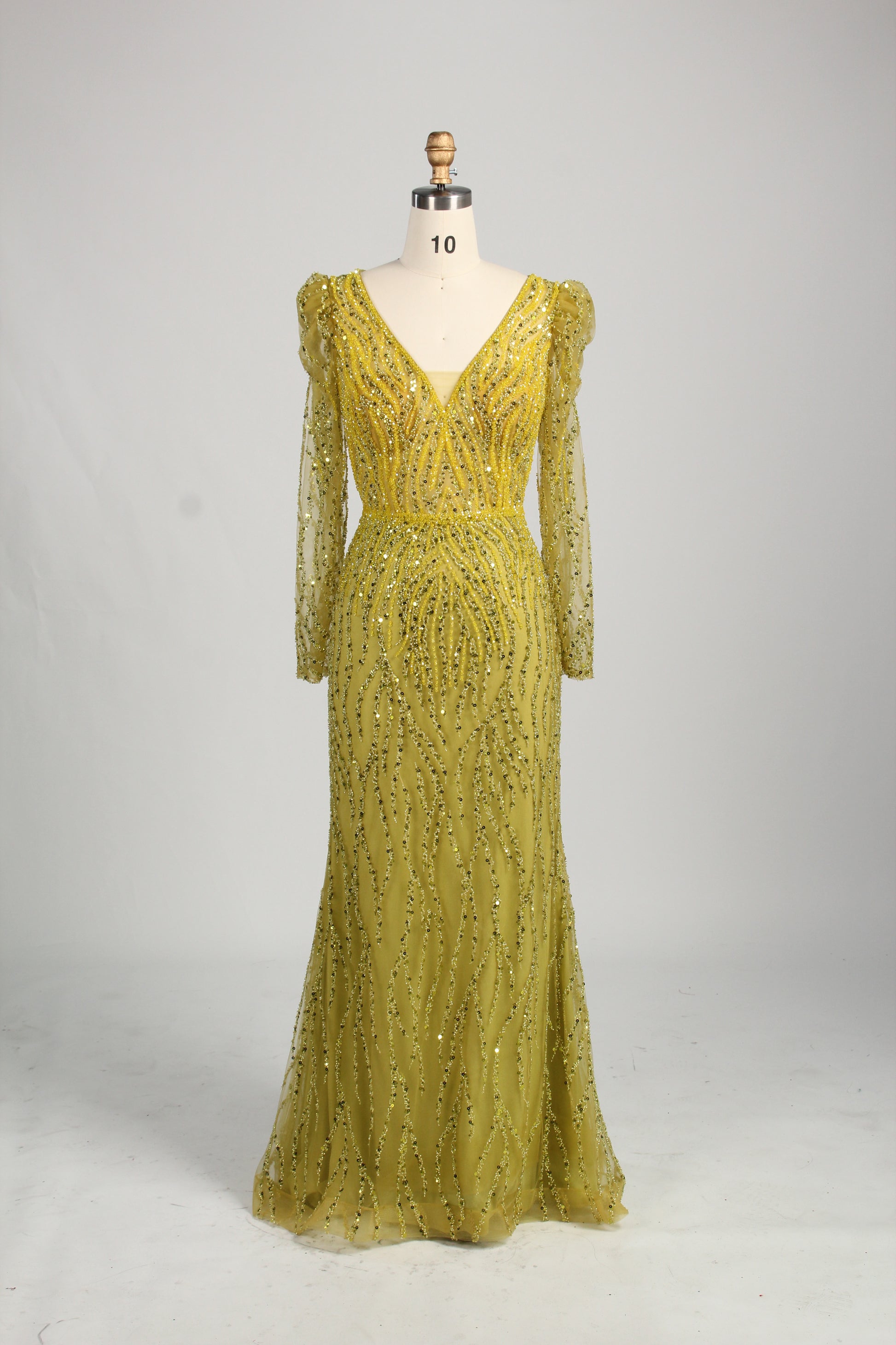 Wholesale Lilac Sequin Long-Sleeve Mermaid Prom Dress MC088